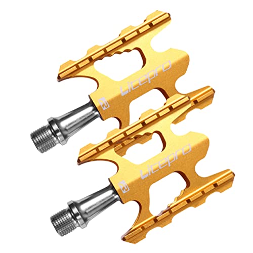 Toddmomy Pedalear para Accesorio Tacos De Pedal Pedales Plegable Ligero Ciclismo Pedal De Bicicleta Pedal para Bicicleta Pedal De Aleación De Aluminio Golden