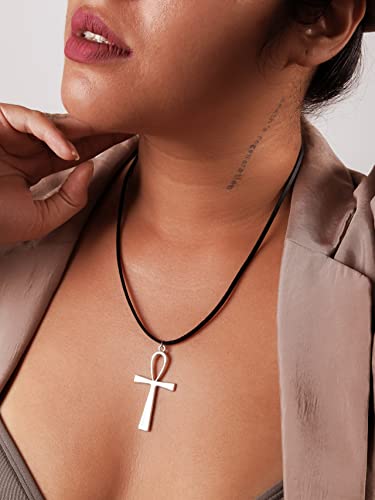 Sacina Goth Ankh Cross Necklace, Zinc Alloy Ankh Cross Pendant, Goth Necklace, Halloween Christmas New Year Jewelry Gift for Women2