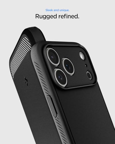 Image of Spigen Rugged Armor MagFit Back Cover Case for iPhone 17 Pro Max, MagSafe Compatible, Resilient Shock Absorption - TPU | Matte Black