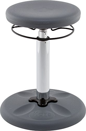 Image of Kore Kids Adjustable Wobble Stool, Ages 8-14, 16.5-24in Tall, Grey | Flexible seating for classroom and home boosts focus, improves posture and channels energy; anti-tip base; Made in USA