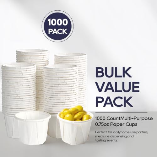 Image of LITOPAK 1000 Pack 0.75 oz Medicine Cups, 3 /4 oz Disposable Condiment Cups