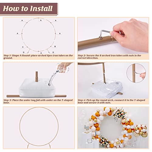 Asizzed Round Backdrop Stand, 7.2Ft(2.2M) Gold Metal Balloon Arch Stand Kit, Large Size Circle Balloon Arch Frame For Birthday, Party, Wedding, Graduation, Baby Shower Photo Backdrop Decoration #TOP5