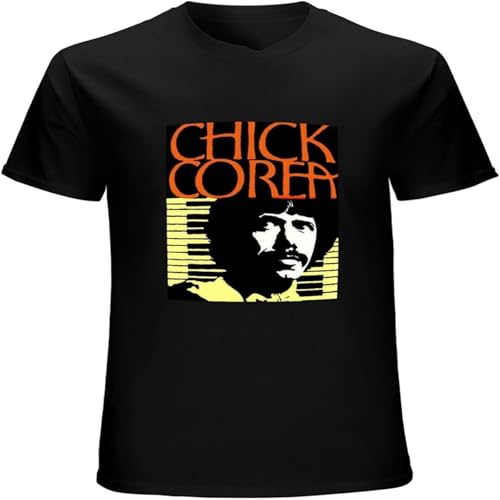 XUTSE Men's & Soft Cotton Chick Corea Vintage T Shirt Short Sleeve Funny Top Black S