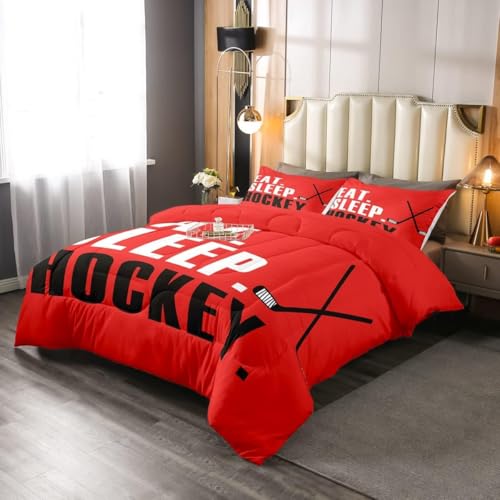 Image of Feelyou Ice Hockey Bedding Set Toddler Size 3Pcs for Boys Girls Women Men