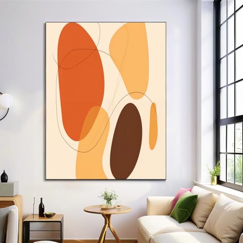 HASLEFND UnFramed Minimalist Abstract Wall Art for Living Room, Elliptical
