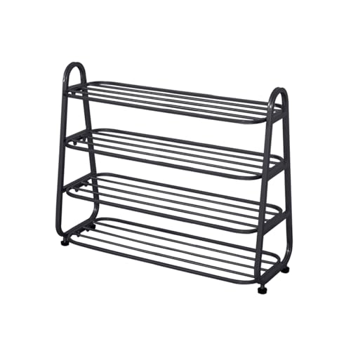 Rangement chaussures d'angle meuble vertical en métal noir 100 cm - 2