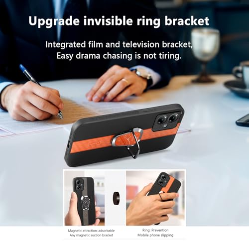 DESSEN Phone Case for Motorola Moto G14 with Unique Watch Dial Design and Ring Stand Premium Leather Cover Compatible with Magnetic Bracket Shockproof Drop Protection Bumper Shell - Image 4