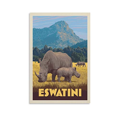 Affiches vintage Eswatini Afrique Poster décoratif sur toile Poster mural et image d'art Impression moderne pour chambre à coucher