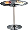 Modern Round Bar Table, Pub Breakfast Bistro Table with Tempered Glass Top and Chrome Stand