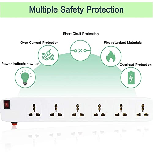 Image of FEDUS 49.2 Feet(15M) Long Extension Board Extension Box | Spike Guard 6 Socket 6 Switch Junction Box with Switch, Extension Cords Cord, Spike Buster, Extension Board with 15m Wire (6 Socket 6 Switch)