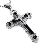 Form Muster: Kreuz chenran Kreuz Männer-Kreuz Halskette Edelstahl-Anhänger Bohrgerät Persönlichkeit Schmuck Accessoires Klassische Trendy Hals Halskette (Length : 50cm, Metal Color : Black)