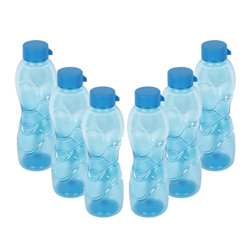 Image of PEARLPET Trinity BPA-Free Plastic Water Bottle Set |Lightweight, Leak-Proof & Freezer Safe - Pack of 6 (1000ml Each), Blue
