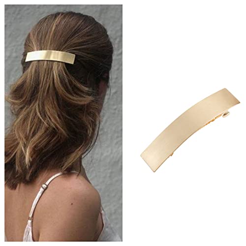 Iaceble French Metal Bar Hairclip Barrette Gold Geometry Rectangular Hair Barrette Clips Minimalist Square Head Clip Ponytail Holder Hair Clip Decorative Hair Accessories For Women And Girls Headdress (Gold) #TOP20
