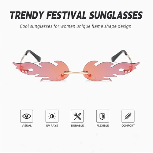 Flame Glasses for Women Men Wave Fire Shaped Glasses Party Supplies for Mardi Gras Accessories Cosplay4