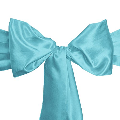 LinenTablecloth Satin Sash (10-Piece) Turquoise
