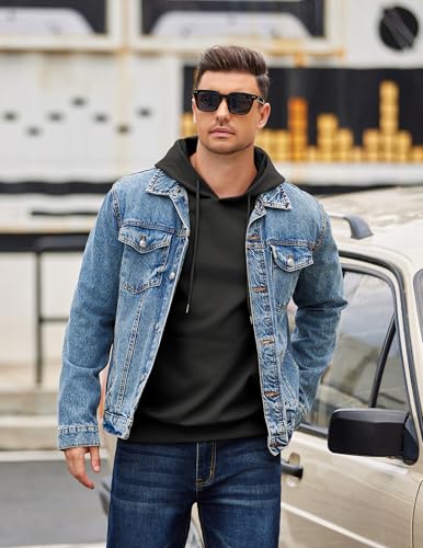 COOFANDY Men's Long Sleeve Textured Hooded Sweatshirt Casual Lightweight Hoodies Pullover Drawstring Hoodie with Kanga Pocket3