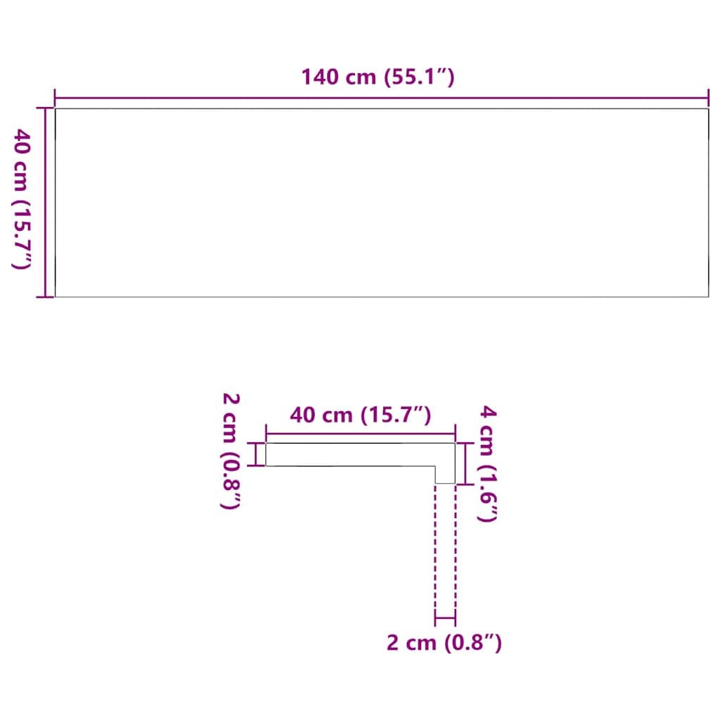 vidaXL Davanzali 2 pz Non Trattati 140x40x2cm Legno Massello di Rovere, bordo della finestra, davanzale della finestra in quercia, davanzale in legno