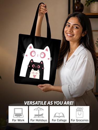 Image of DOODLE Premium Canvas Tote Bag for Women with Zip and Inner Pocket for Shopping, Office, Travel and Daily Use