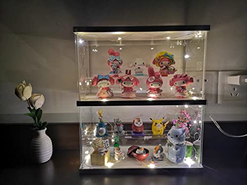 Elepure 2 Tier Clear Acrylic Display Box Case Stand For Funko Pop Advent Calendar Action Pop Figures Collectibles Assemble Countertop Box Storage Cube Organizer Showcase, White 9.8X4.5X5.9Inch #TOP2