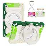 for Lenovo Tab One 8.7 inch/K9 TB305FU(2025) Shockproof Kids Case,Heavy Duty Full Protective Shockproof Case W 360° Rotating Handle Stand+Shoulder Strap,Colorful Green