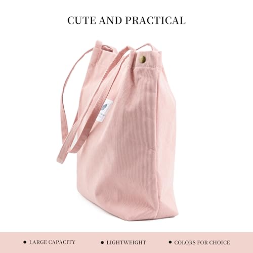 Image of TOPASION Cute Corduroy Tote Bag Canvas Shoulder Handbags for Women Travel Shopping