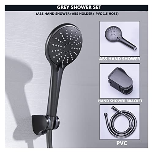 Douche grise à 3 fonctions avec jet réglable et flexible inox de 1,5m - 2