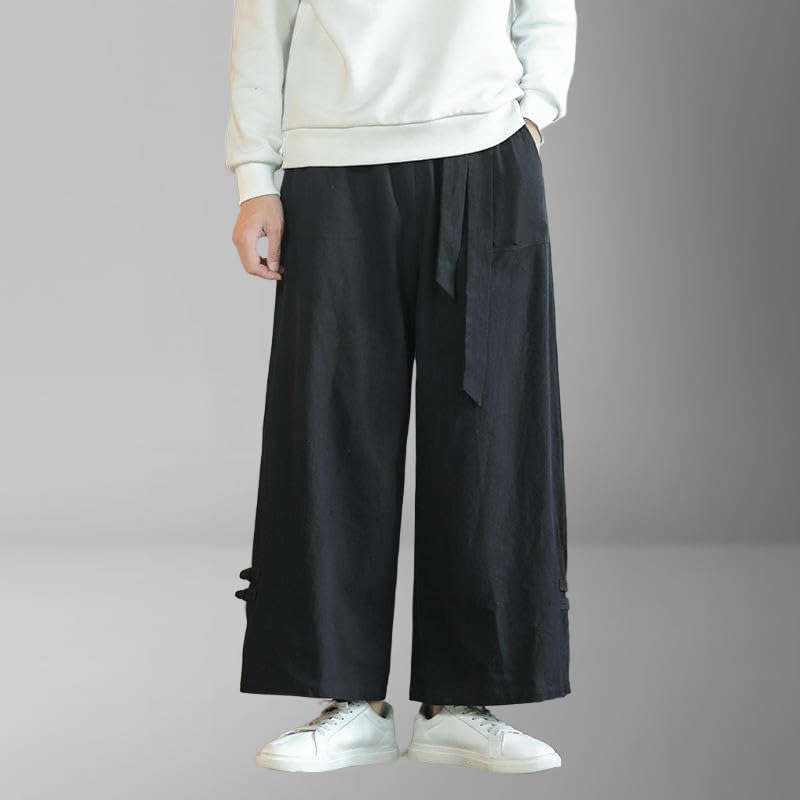 Men's Spring Autumn Chinese Style Retro Trendy Loose Straight Cotton Linen Casual Pants2