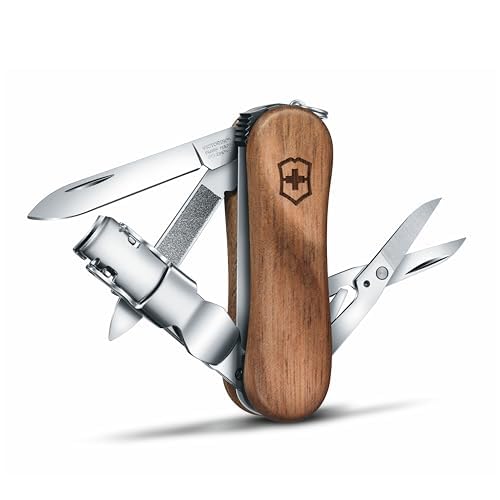 Victorinox Taschenmesser Holz Nagelknipser 580 (6 Funktionen, Klinge, Nagelfeile, Nagelknipser, Schere, Ring)