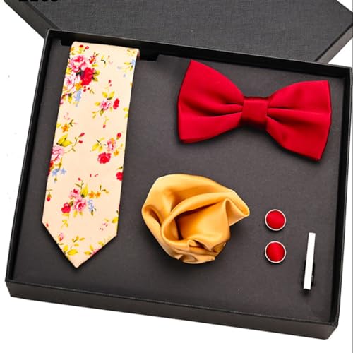 Corbata floral de seda para hombre con caja