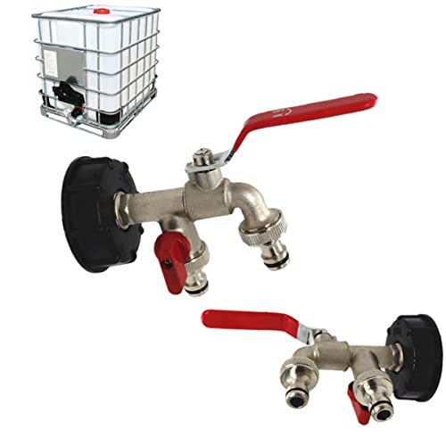 MACHSWON IBC Tank Adpater S100*8 Double Faucet IBC Tote Tank Water Storage Tank Drain Garden Hose Connector Taps Brass Tap Fitting Parts - Image 2