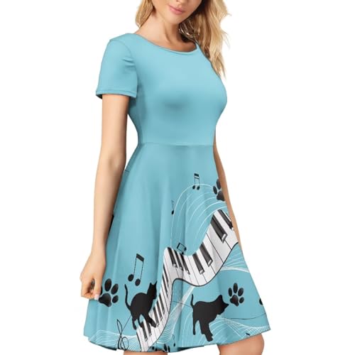 Image of Biyejit Women's Summer Casual Short Sleeve T-Shirt Swing Dress Crew Neck Plus Size S-4XL