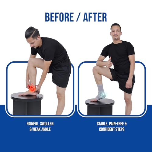 Image of Leeford Ortho Ankle Support for Men & Women | Ankle Brace, Binder, Cap & Band for Pain Relief | Compression Socks Size- M
