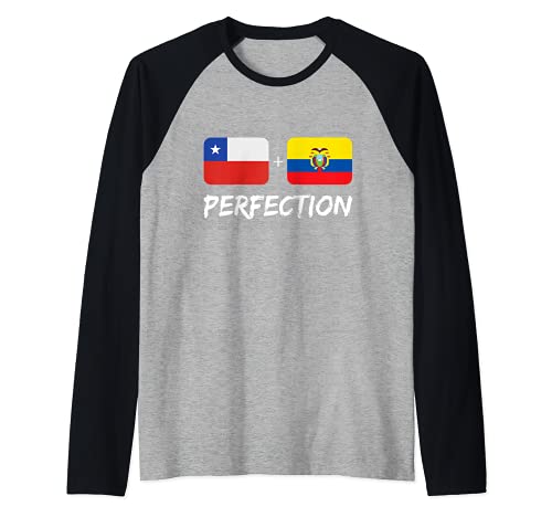 Chilean Plus Ecuadorian Perfection Mix Flag Heritage Raglan Baseball Tee, Black