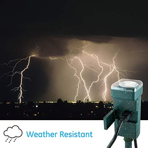 Ge Outdoor 6 Outlet Mechanical Stake Timer, Easy-To-Set Dial, 30-Minute Interval Pushpins, 19.7 Inch Cord With Weather-Resistant Covers – 29972, Green #TOP3