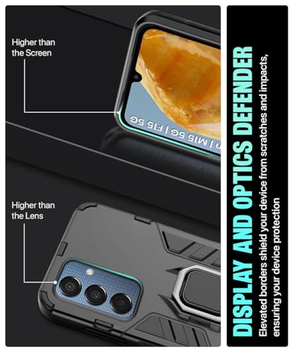 Image of AIBEX Armor Back Cover Compatible for Samsung A15 5G / Samsung F15 5G / Samsung M15 5G| Rugged Shockproof Case with Ring Holder & Kickstand | Military-Grade Protection | Magnetic Car Mount Compatible
