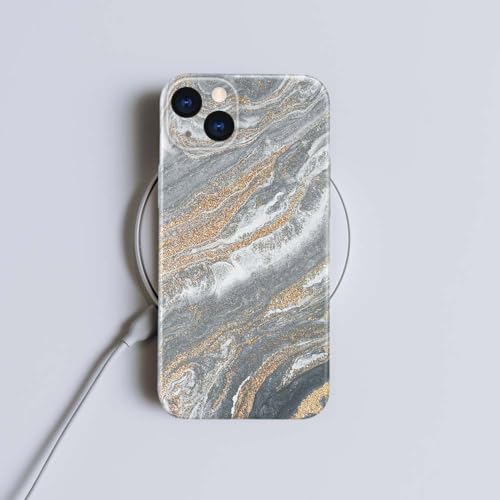 Coque iPhone 15 marbre finitions dorées relief 3D premium