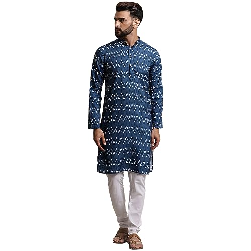 Sojanya (Since 1958 Men'S Cotton Print Kurta & Churidar Pyjama Set