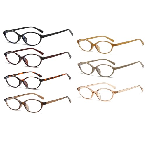 Image of LJCZKA Oval Blue Light Blocking Glasses for Women Men Retro Small Oval Frame Y2K Cat Eye Computer Eyeglasses Clear Lens