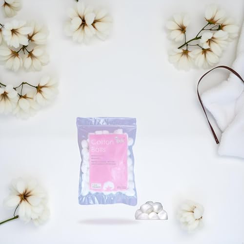 100Pcs Soft Cotton Wool | House Necessary Absorbent Delicate Lightweight Cotton Balls and Swabs for Sensitive Skin Household Needs Outdoor Traveling Everyday Use Balls (White)