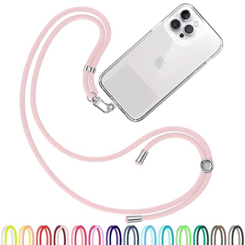 TBOC Cordón Correa Cuerda Universal [Rosa Claro] Colgar Funda Teléfono Móvil en Cuello - Cinta Cadena Colgante con Parche de Plástico - Colgador Lanyard con Enganche Llavero Móviles Accesorios
