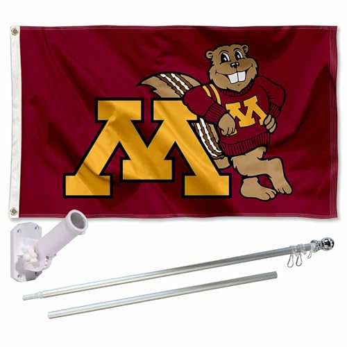 Minnesota Gophers Mascot Flag Set with Pole and Bracket