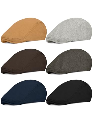 KUTTOR 6 Pieces Men's Newsboy Caps Gatsby Cabbie Driving Hunting Cap Newsboy Flat Cap Irish Hats Ivy Hat