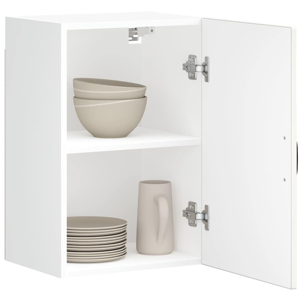 Küchen Hängeschrank Lucca Hochglanz Weiß Holzwerkstoff 40 x 31 x 60 cm, Wandmontage mit Glastüren, Stauraum für Teller, Töpfe und Küchenzubehör