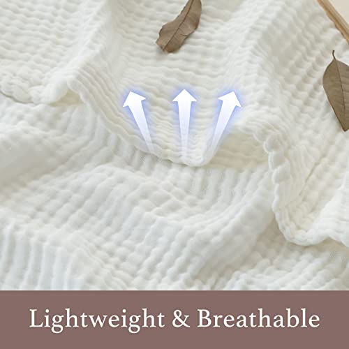 Accotia Muslin Cotton Throw Blanket For Adults Toddlers And Kids, Ultra Soft Lightweight Cotton Blanket With 4 Layers For All Season (55"X75", White) #TOP3