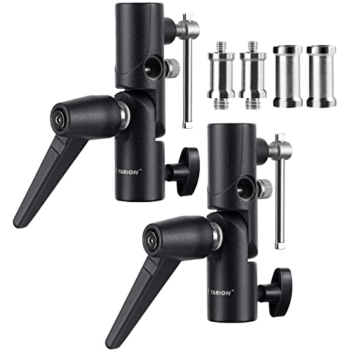 TARION Uchwyt na parasol z gwintem 1/4" 3/8" i 3/8" 1/4" Spigot adapter gwintowany do statywu lampy, lamp błyskowych i parasoli odblaskowych, parasoli fotograficznych (2 sztuki)