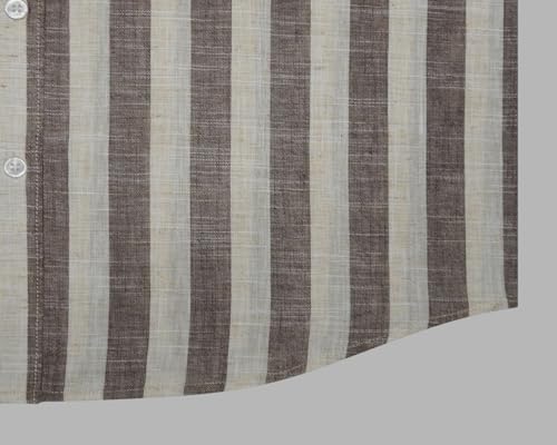Image of GHPC Cotton Linen Striped Half Sleeves Regular Fit Formal Shirt for Men