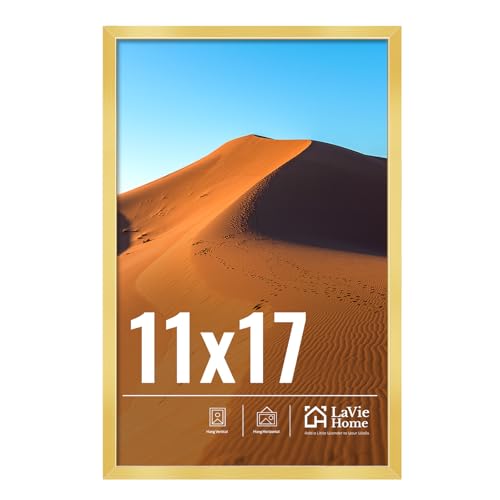 Image of LaVie Home 11x17 Picture Frame for Wall Display, 11x17 Gold Picture Frame with HD Plexiglas, 11 x 17 Poster Frame 1 Pack, Display Frame for Vertical or Horizontal, Classic Collection