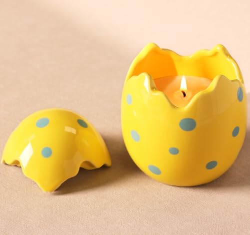 Easter Candles for Spring Table Decorations- Easter Egg Decor Lemon Lavender Scented Candle 9oz, Spring Home Decor Centerpieces Mantel Decor, Cute Candles Long Buring, Decorative House Warming Gifts