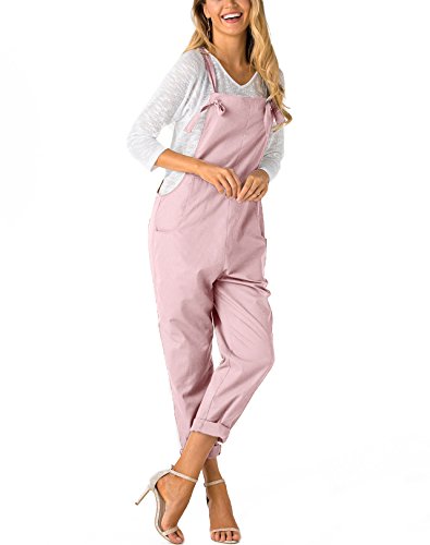 YOINS Women Fashion Overalls Bib Baggy Dungaree Adjustable Strap Romper Jumpsuit Pink XL