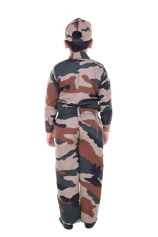 Image of Army Dress for Kids | Indian Military Soldier Fancy Dress Costume | Polyester Fabric | Army Uniform for Boys & Girls | School Fancy Dress, Role Play, Independence Day & Republic Day